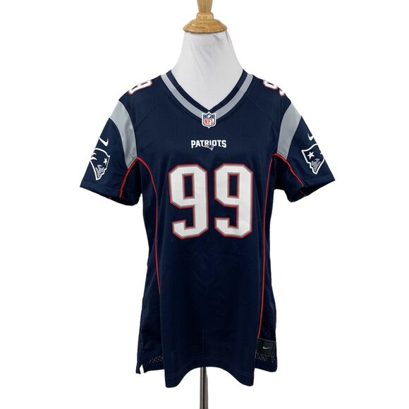 Nike New England Patriots Jersey Womens L Large Blue NFL OnField #99 Doherty - Picture 1 of 13